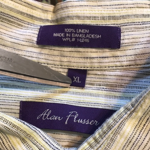 Alan flusser mens 100% linen button up shirt size XL - Picture 11 of 11